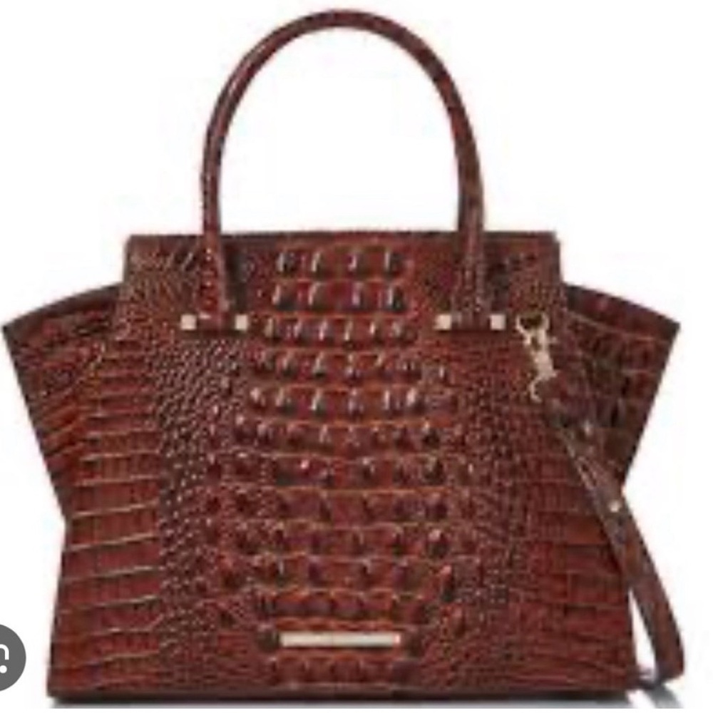 Authentic Brahmin Croc-Embossed Leather Satchel – Brown / Pecan Melbourne